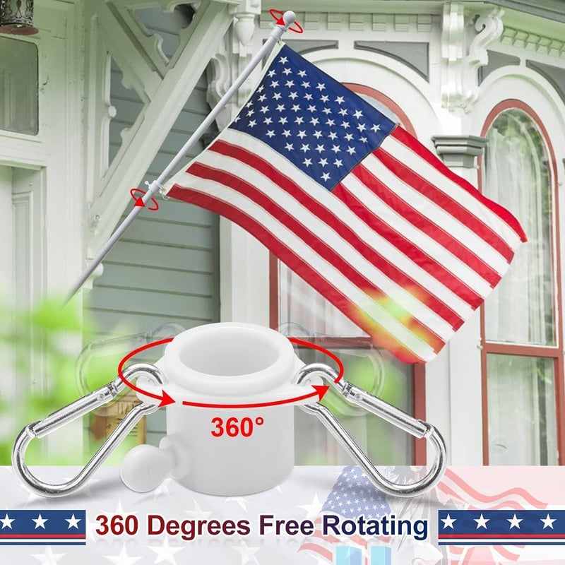 LAKEROD Flag Poles for Outside House with American Flag 3x5 - Flag Pole Kit includes 6ft Tangle Free House Flag Pole,Embroidered US Flag,Holder Bracket,Residential Flag Pole for House,Porch,Outdoor-White - Image 4